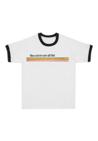 the colors are all flat ringer t-shirt